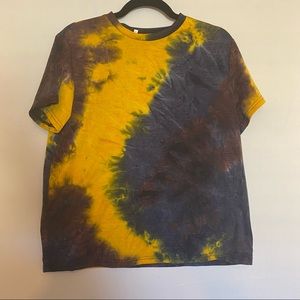 Tie Dye Slight Cropped Short Sleeve Top Size Large
